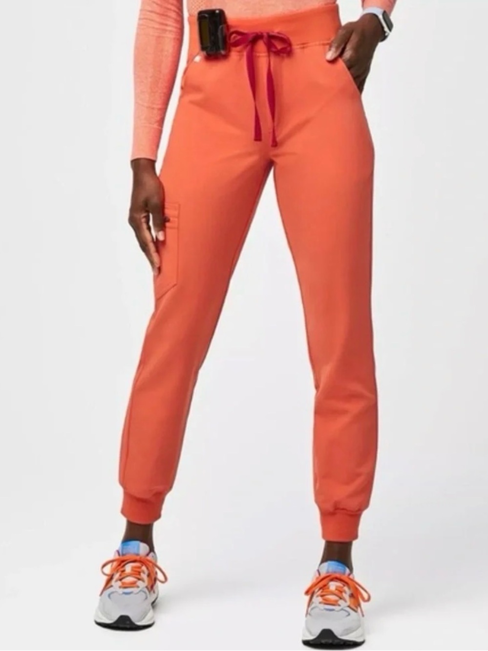 Figs Limited Edition High Waisted Zamora Jogger Scrub Pants Sunset Orange Size M